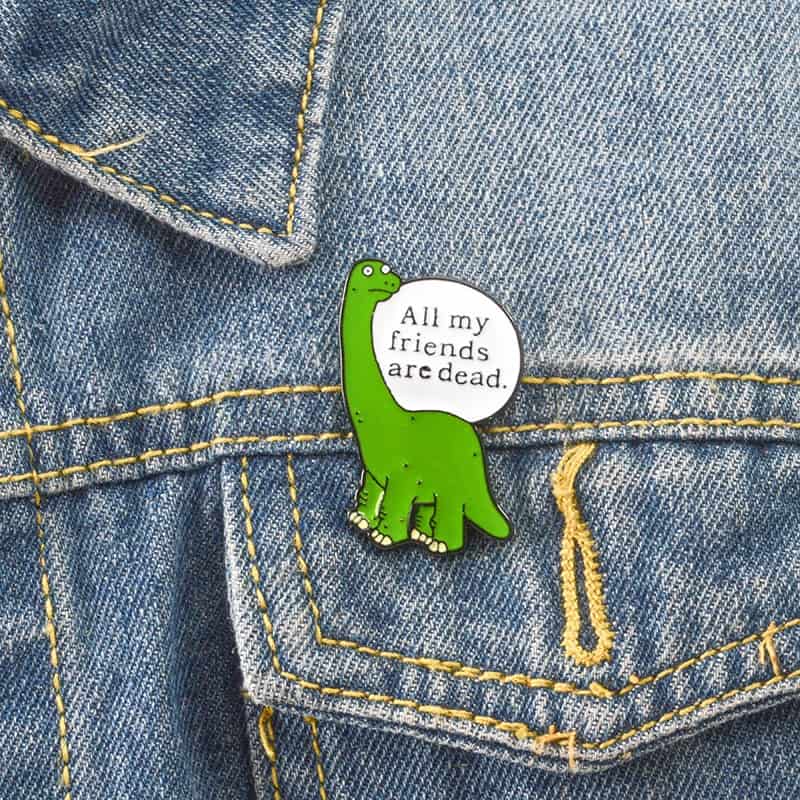 Funny Dinosaur Extinction Enamel Pin